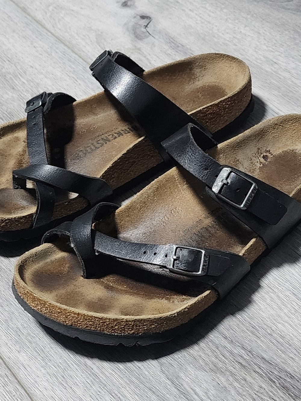 Birkenstock Mayari Black Leather Strappy Sandals Slides Womens Size 9